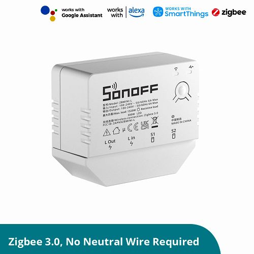 SONOFF ZBMINI-L Zigbee 3.0 nepotřebuje nulák