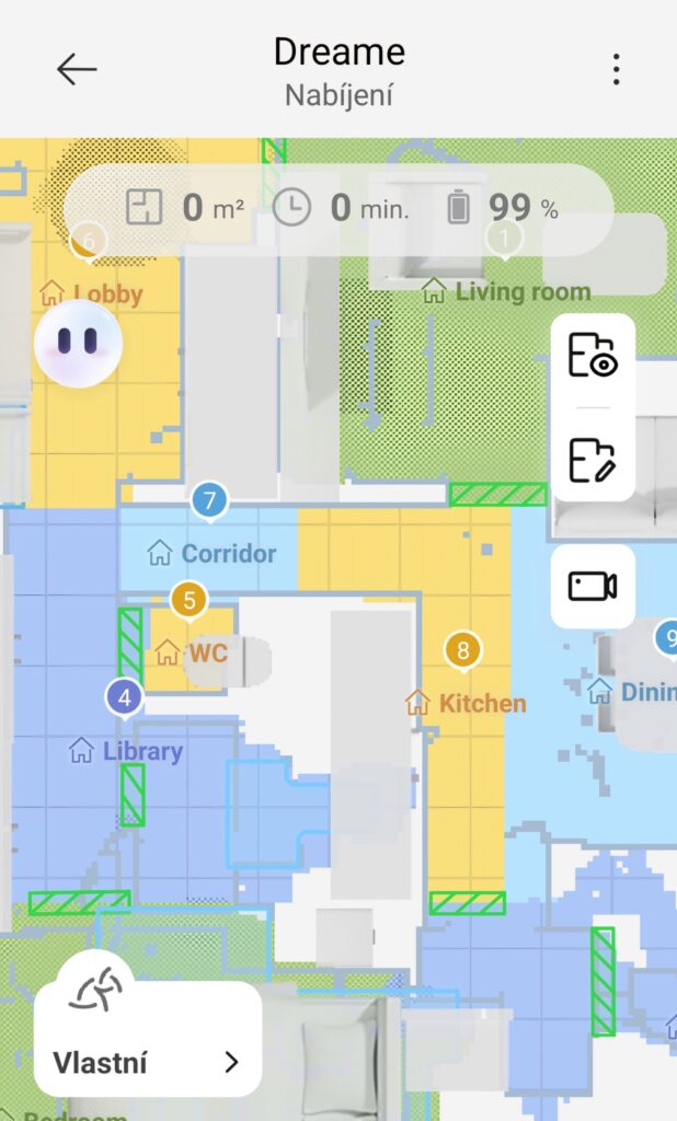 Screenshot části 2D mapy v aplikaci